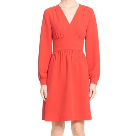KATE SPADE Red Long Sleeve Tie Mini Dress